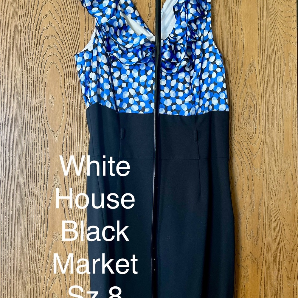 White House Black Market Blue and Black Midi Dress